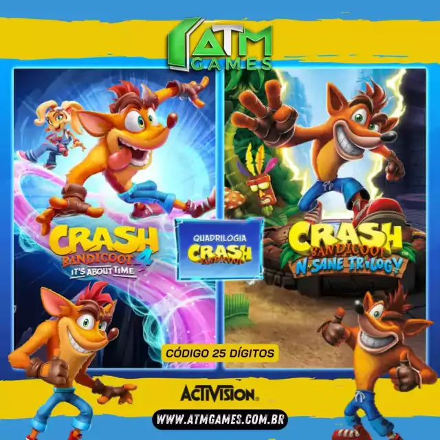 Crash Bandicoot™ Pacote Quadrilogia - Código 25 Dígitos  