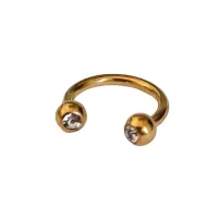 Circular Barbell Aço PVD DOURADO Bola com Pedra 1.2mm PVD09 - Foto 2