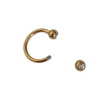 Circular Barbell Aço PVD DOURADO Bola com Pedra 1.2mm PVD09 - Foto 3