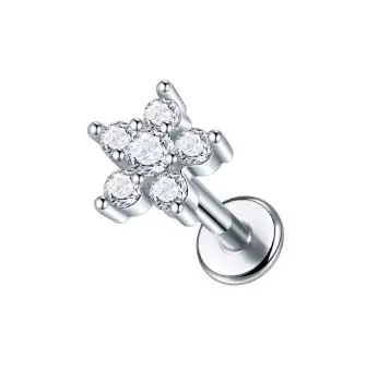 Labret Aço Cirúrgico 1.2mm - FLOR com Pedras ACO16