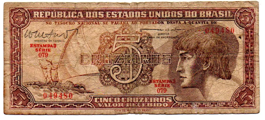 C112 - 5 Cruzeiros - Série 079 - Índio - Data: 1962 - UTG Imagem