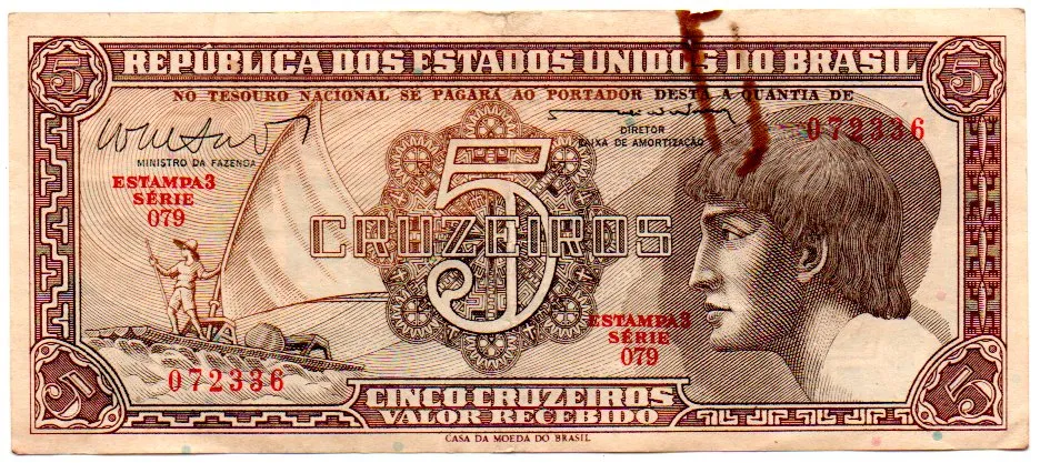 C112 - 5 Cruzeiros - Série 079 - Índio - Data: 1962 - UTG Imagem