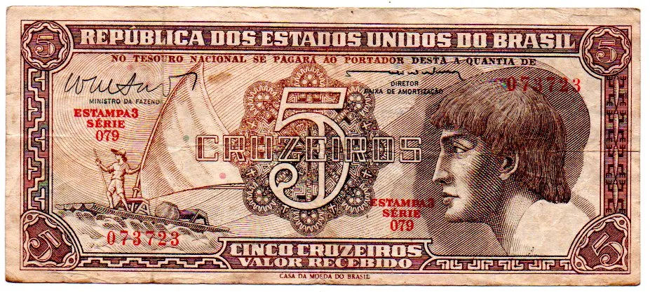 C112 - 5 Cruzeiros - Série 079 - Índio - Data: 1962 - MBC