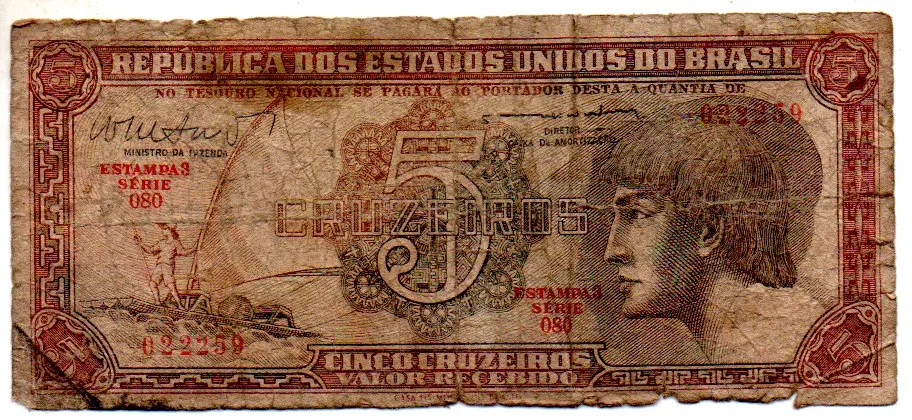 C112 - 5 Cruzeiros - Série 080 - Índio - Data: 1962 - UTG Imagem