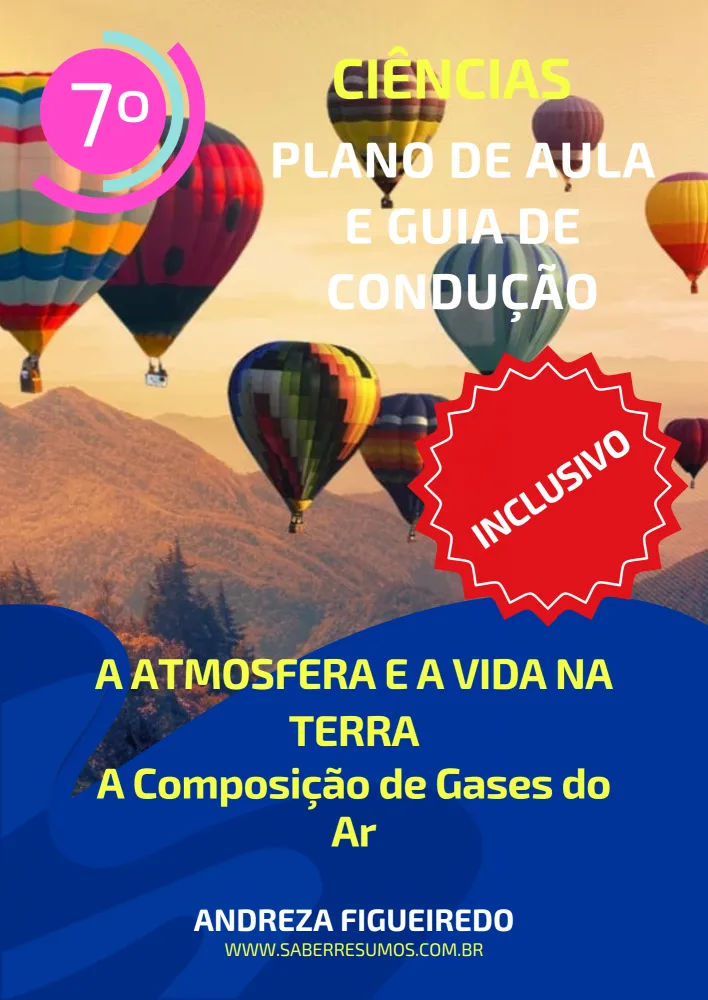 741 - Ciências - Aprendizado Inclusivo - Plano de Aula e Guia de Condução -  A Atmosfera e a Vida na Terra - A Composição de Gases do Ar - 7º ano - PDF com 13 páginas