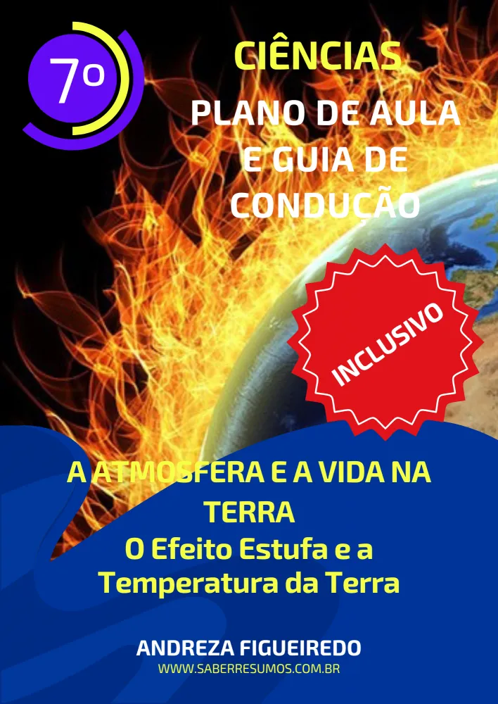 744 - Ciências - Aprendizado Inclusivo - Plano de Aula e Guia de Condução -  A Atmosfera e a Vida na Terra - O Efeito Estufa e a Temperatura da Terra - 7º ano - PDF com 12 páginas Imagem