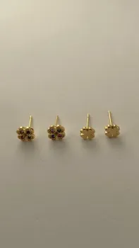 Kit Brinco Trevo Liso e Cravejado - Banhado Ouro 18k - Foto 2