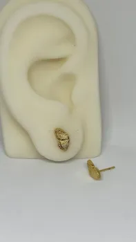 Brinco Frisado Asa de Borboleta - Banhado Ouro 18k