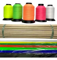 KIT 100 VARETAS DE BAMBU 60CM + 100 PAPEL DE SEDA SORTIDOS + LINHA DE 530 METROS PARA ARMAÇÃO