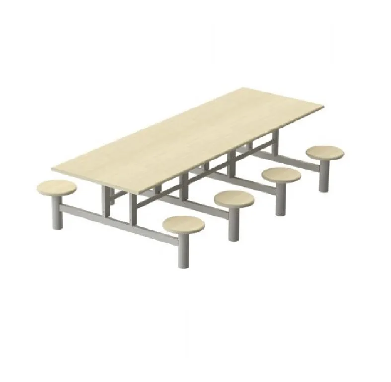 Mesa Refeitório 8 lugares com Banco Redondo Acoplado Imagem