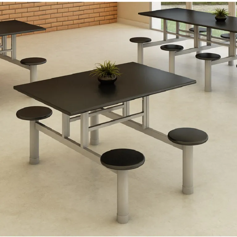 Mesa Refeitório 4 lugares com Banco Redondo Acoplado Imagem