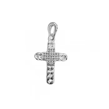 Pingente de Prata Cruz com Pedras de Zircônias - PG1712
