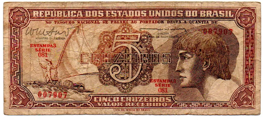 C112 - 5 Cruzeiros - Série 081 - Índio - Data: 1962 - BC