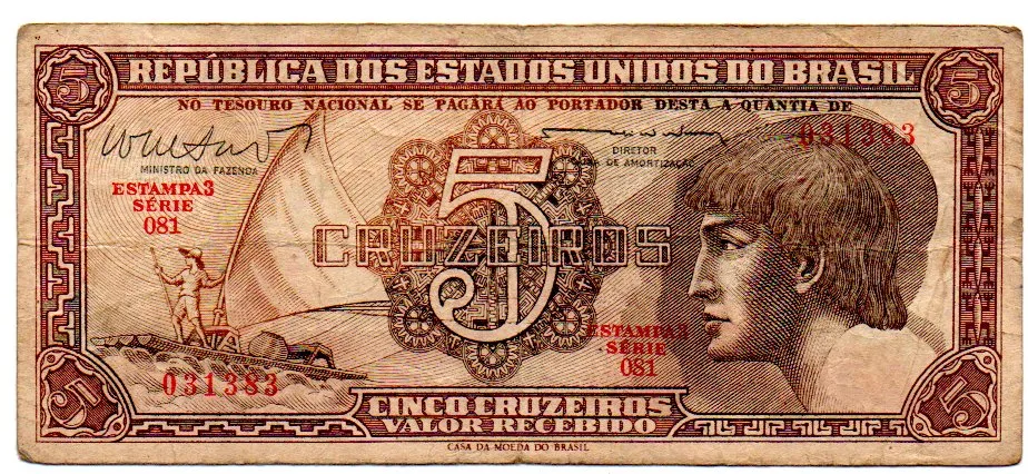 C112 - 5 Cruzeiros - Série 081 - Índio - Data: 1962 - MBC Imagem