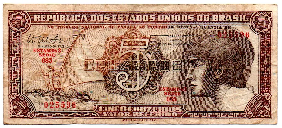 C112 - 5 Cruzeiros - Série 085 - Índio - Data: 1962 - BC