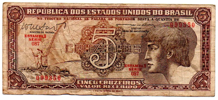C112 - 5 Cruzeiros - Série 087 - Índio - Data: 1962 - BC