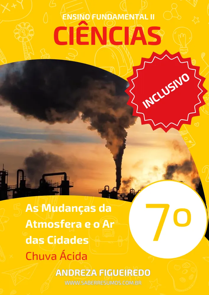 754 - Ciências - Aprendizado Inclusivo - As Mudanças da Atmosfera e o Ar das Cidades - Chuva Ácida - 7º ano - PDF com 11 páginas Imagem