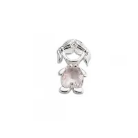 Pingente de prata  menina - rosa - PF1437