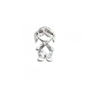 Pingente de prata  menina - branco - PF1437