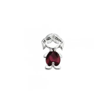 Pingente de prata  menina - vermelho - PF1437
