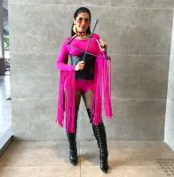 Bota Over the Knee Anitta Vinil Preta com Numeração Especial em Promoção - Foto 5