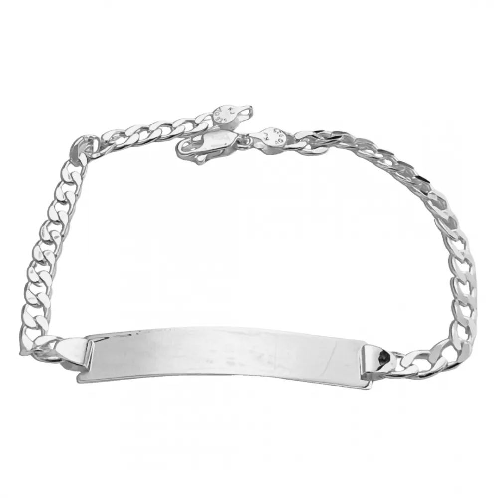 Pulseira  de prata 950 Groumet com chapa - 240613 Imagem