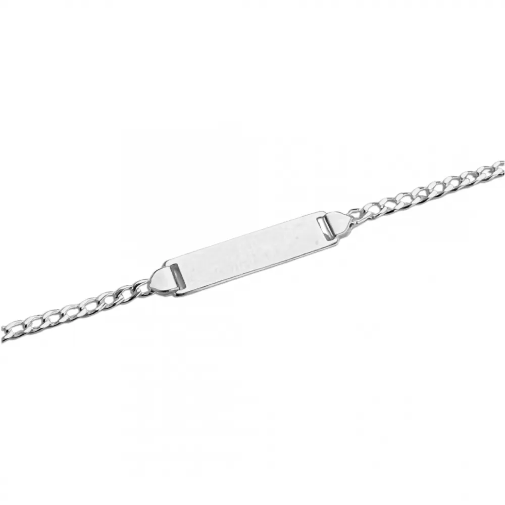 Pulseira de prata infantil com chapa  - 240610