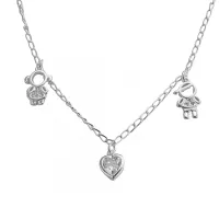 Colar de prata 925 - Casal de filhos  - PL228