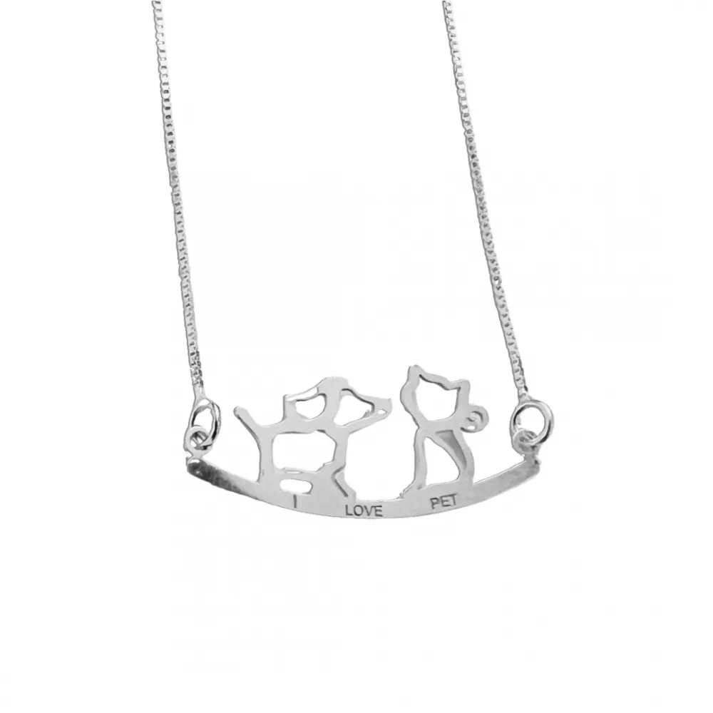  Colar de prata 925 - I LOVE PET - GV180 Imagem