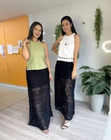 SAIA LONGA PRETA EM RENDA P - Foto 5