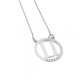 Colar signo de prata 925 Gemeos   - GV131