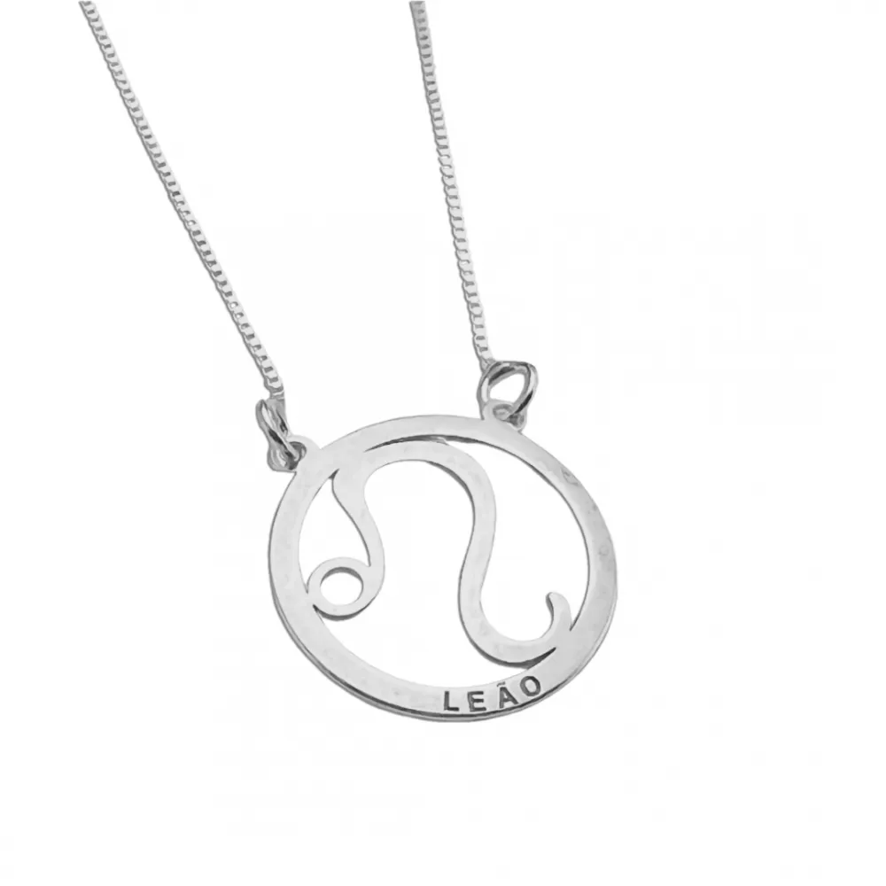  Colar signo de prata 925 Leão - GV133 Imagem