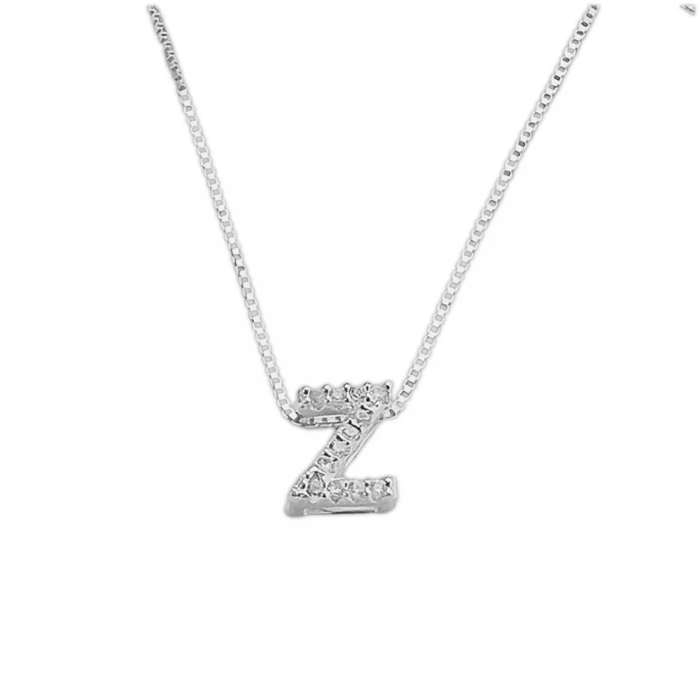 Colar de prata alta 925 letra Z cravejada 251712 Imagem