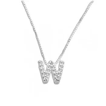  Colar de prata alta 925 letra W cravejada 251712