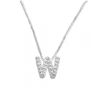  Colar de prata alta 925 letra W cravejada 251712