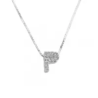 Colar de prata alta 925 letra P cravejada 251712