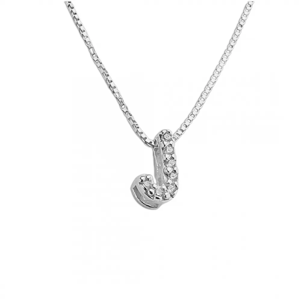 Colar de prata alta 925 letra J cravejada 251712