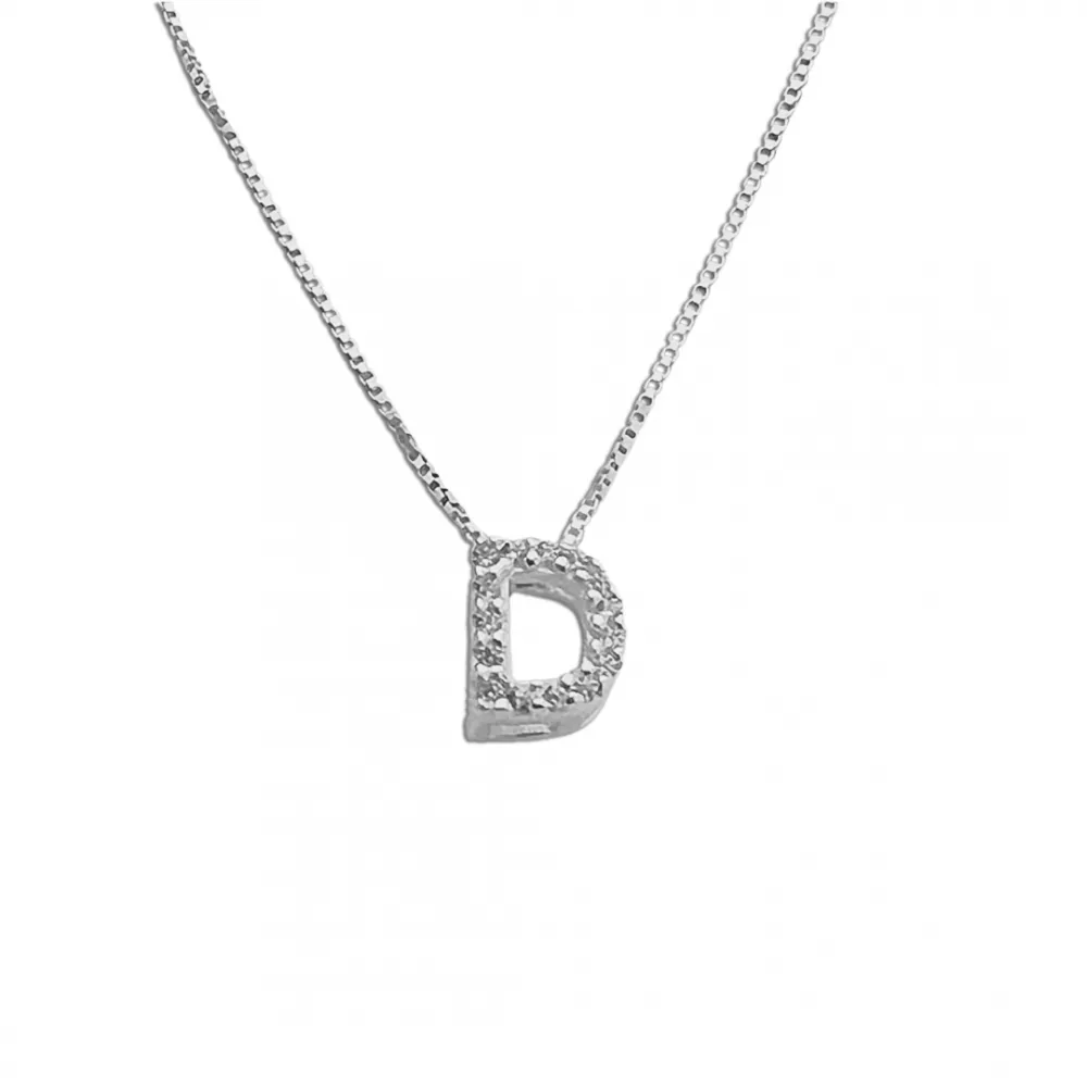 Colar de prata alta 925 letra D cravejada 251712 Imagem