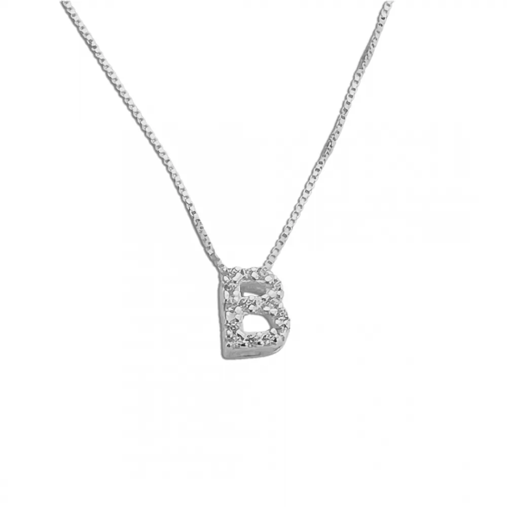 Colar de prata alta 925 letra B cravejada 251712