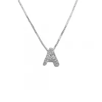 Colar de prata alta 925 letra A cravejada 251712