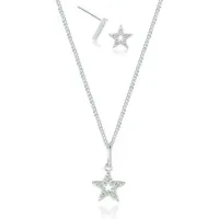 Conjunto de prata colar + brinco Estrela  -  280300