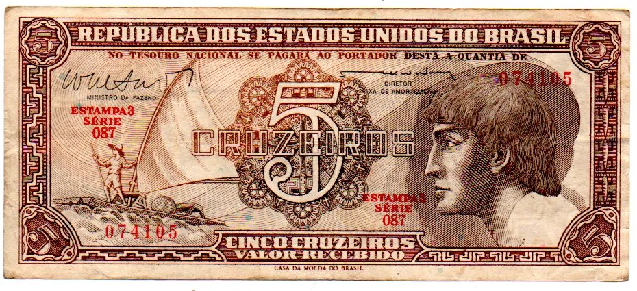 C112 - 5 Cruzeiros - Série 087 - Índio - Data: 1962 - MBC