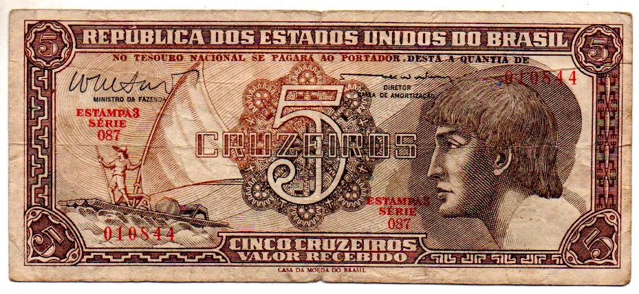 C112 - 5 Cruzeiros - Série 087 - Índio - Data: 1962 - BC