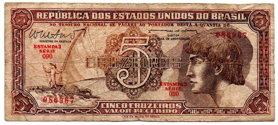 C112 - 5 Cruzeiros - Série 090 - Índio - Data: 1962 - BC Imagem