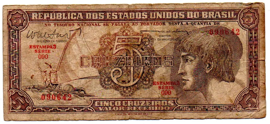 C112 - 5 Cruzeiros - Série 090 - Índio - Data: 1962 - R Imagem