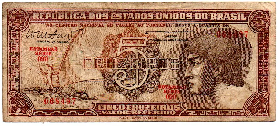 C112 - 5 Cruzeiros - Série 090 - Índio - Data: 1962 - BC Imagem