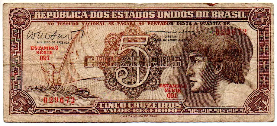 C112 - 5 Cruzeiros - Série 091 - Índio - Data: 1962 - BC Imagem