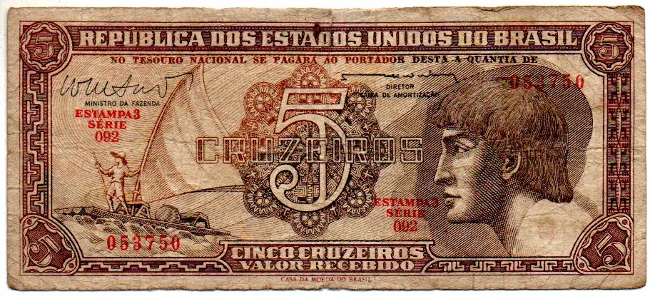 C112 - 5 Cruzeiros - Série 092 - Índio - Data: 1962 - BC Imagem
