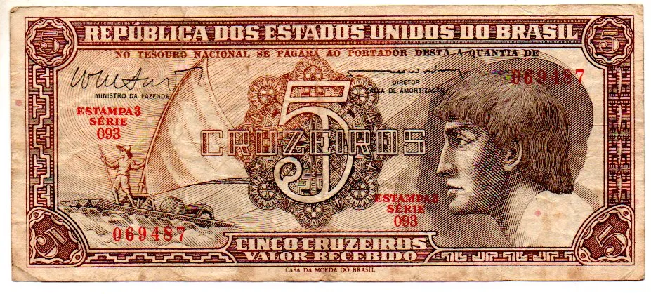 C112 - 5 Cruzeiros - Série 093 - Índio - Data: 1962 - MBC