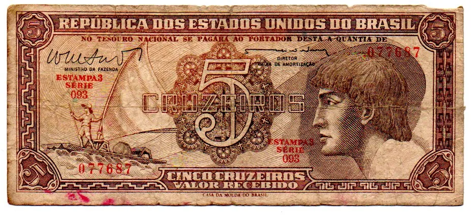 C112 - 5 Cruzeiros - Série 093 - Índio - Data: 1962 - UTG